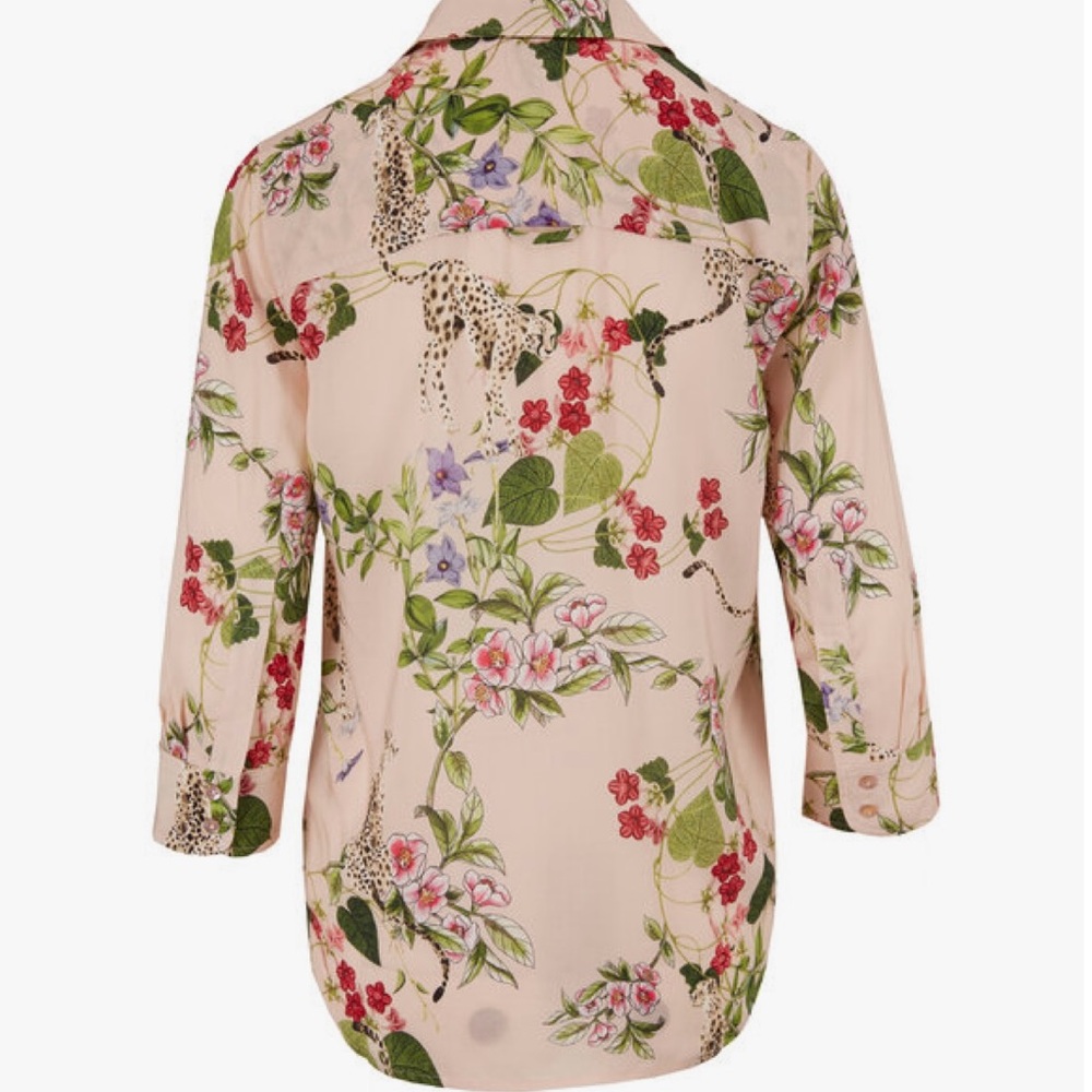 NWT L'AGENCE Ryan Blush Panther Print Blouse in Blush Pink, Size 0 - Picture 6 of 6